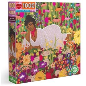 Jigsaw Puzzle Woman in Flowers 1000 Piece by eeBoo Square 23 x 23 in NEW Sealed